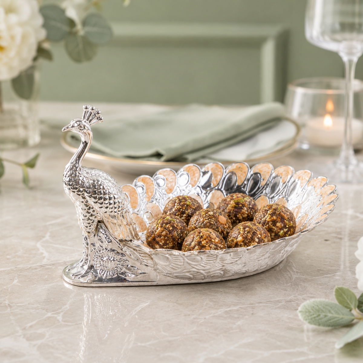 Regal Peacock Platter Peach - In Use